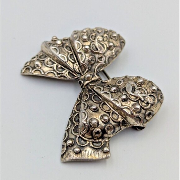 Vintage Danecraft Sterling Silver 925 Ornate Bow Brooch Pin - Picture 2 of 10